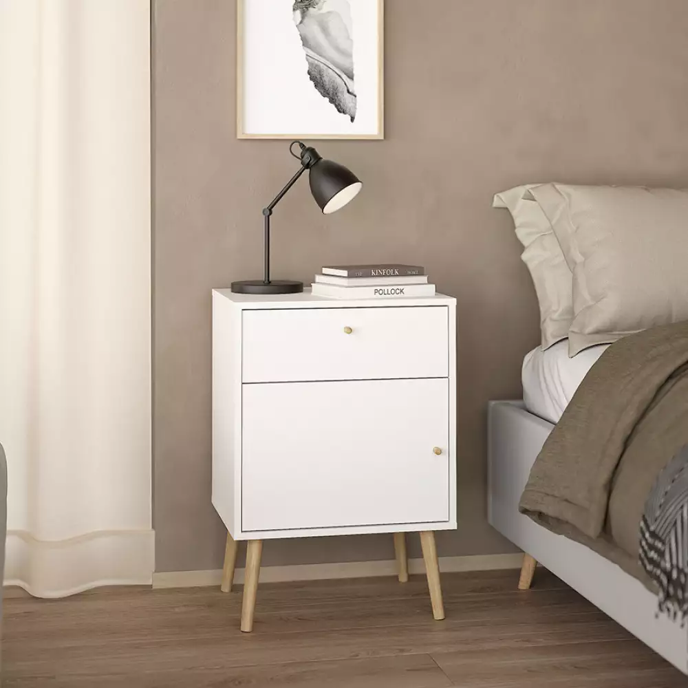 Mesa Noche Tvilum Bodo 50X72X39Cm Blanco