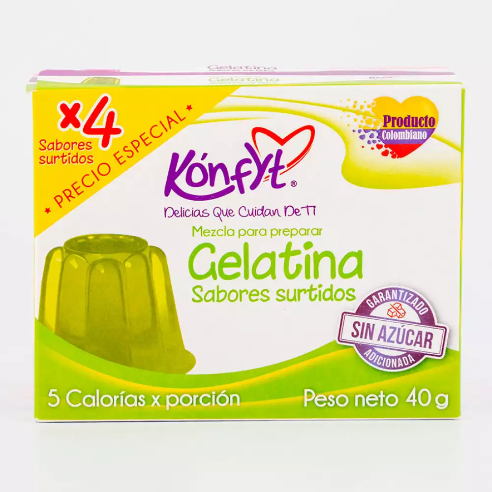 Mezcla konfyt x40gr preparar gelatina x4 precio especial 2028