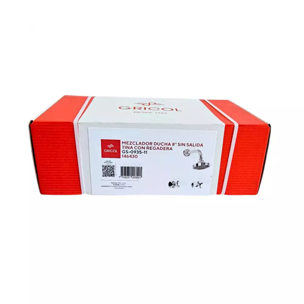 Mezclador Ducha 8 In Gricol Regadera Helvetia 63X45X32Cm Plateado