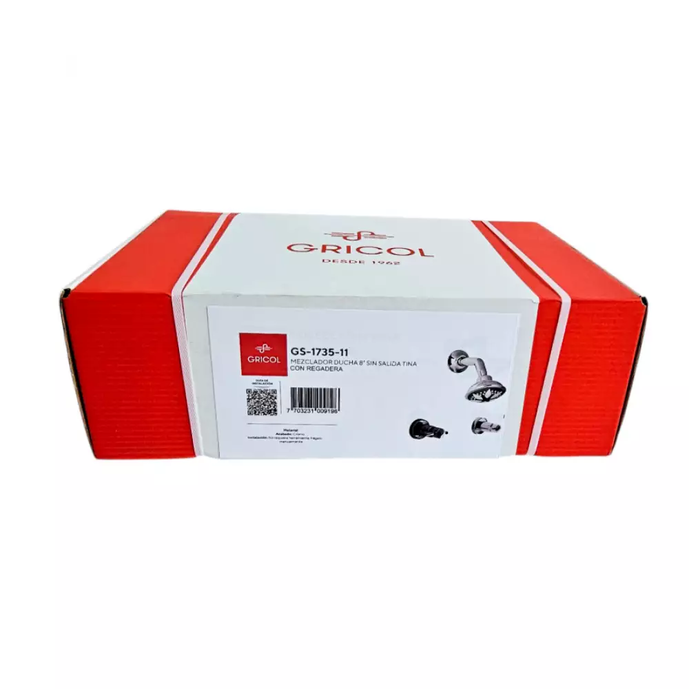 Mezclador Ducha Gricol Regadera Helix 8 In 31X10X20Cm Plateado G