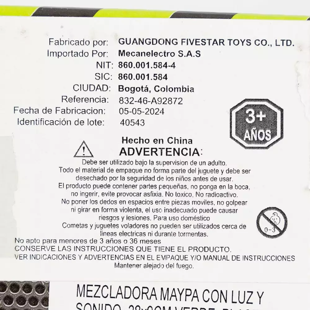 Mezcladora Maypa Con Luz Y Sonido 28X9Cm Verde Plastico