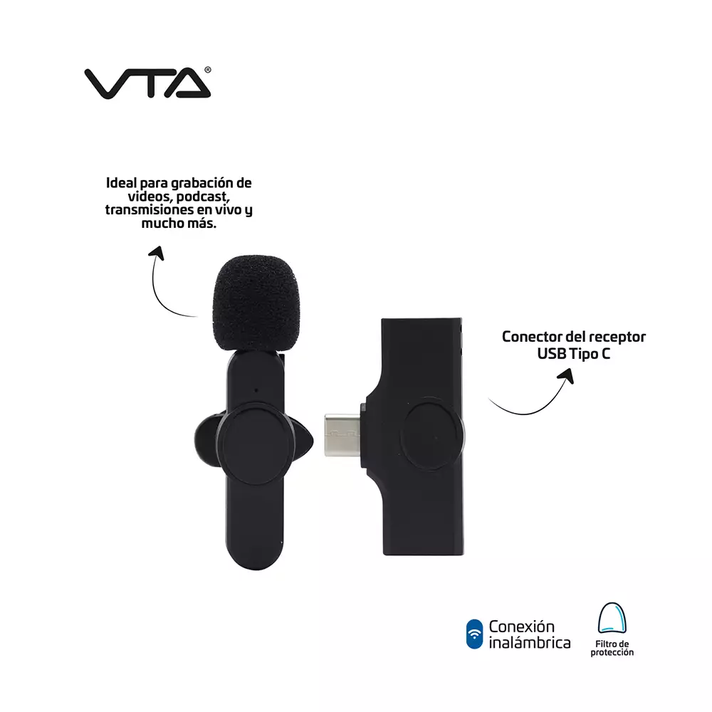 Microfono Solapa Vta Inalambrico Tipo C Vta-82325