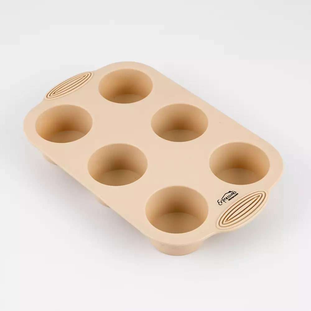 Molde 6 Cupcakes Expressions 19X32X4Cm Beige Silicona D600Kb04