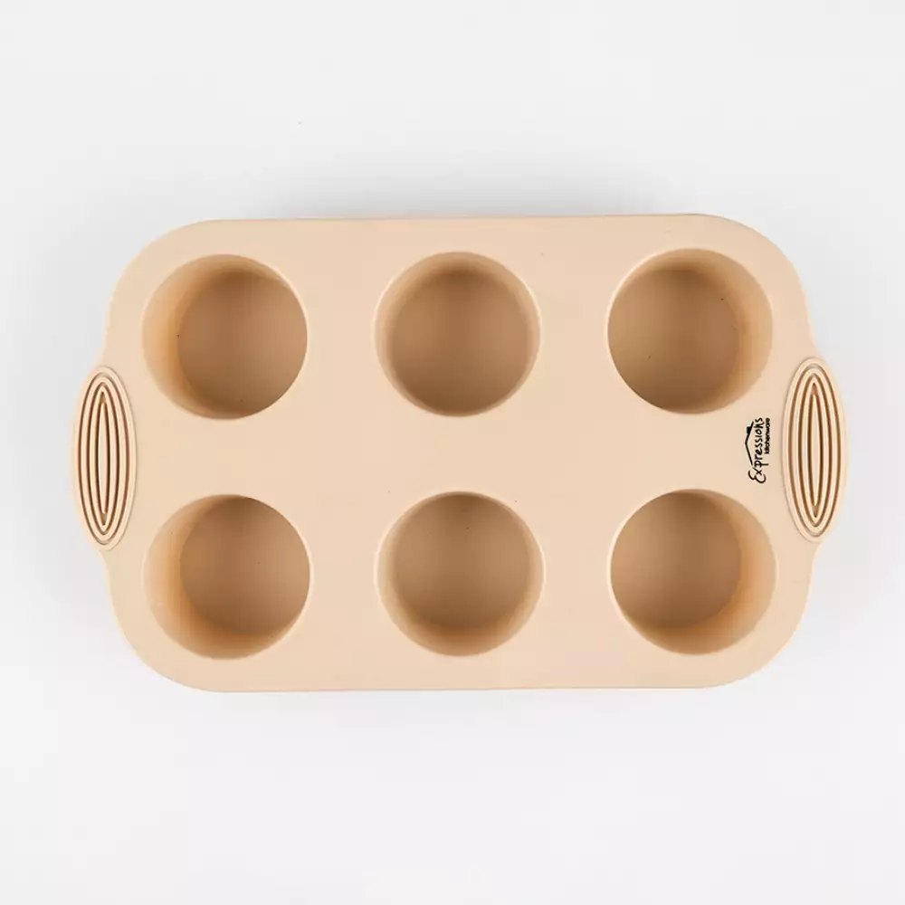 Molde 6 Cupcakes Expressions 19X32X4Cm Beige Silicona D600Kb04
