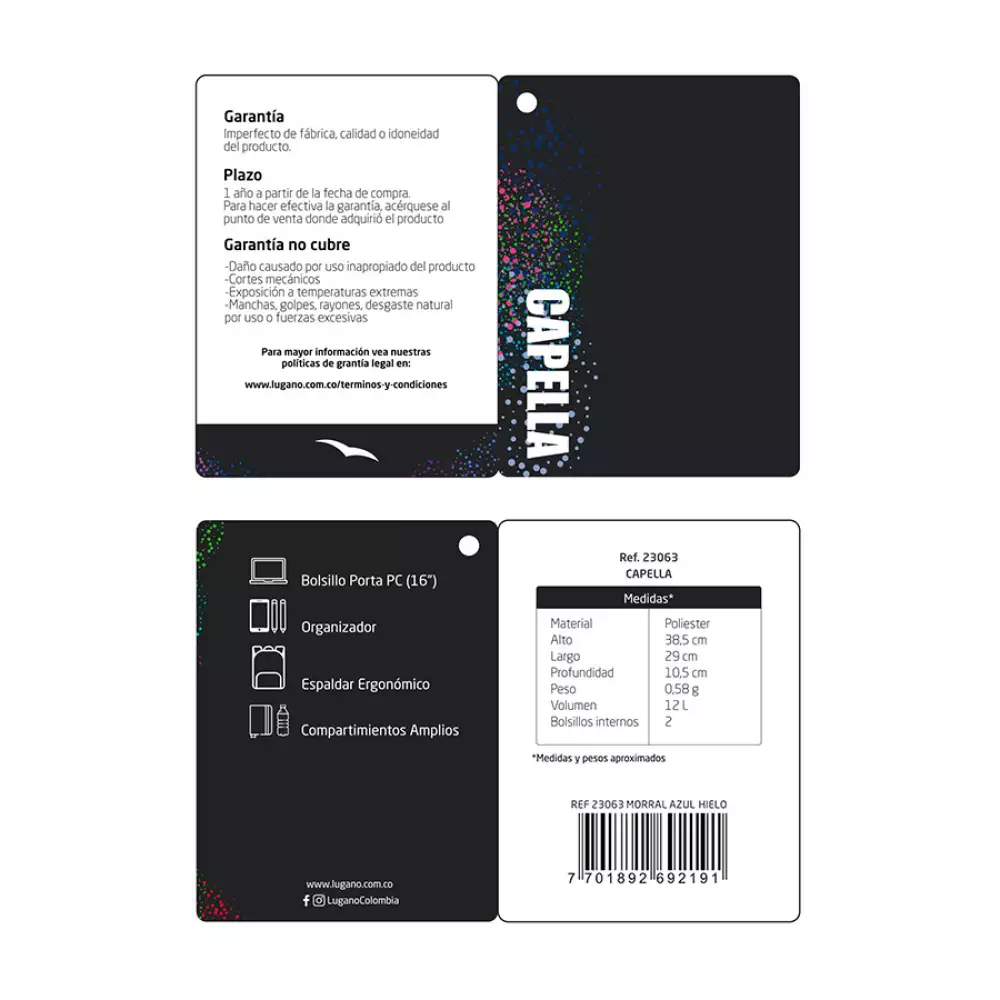 Morral Lugano Capella 29X38X29Cm Azul Poliester 23063