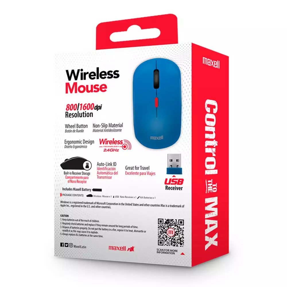 Mouse Maxell Inalambrico 1600 Dpi 347899