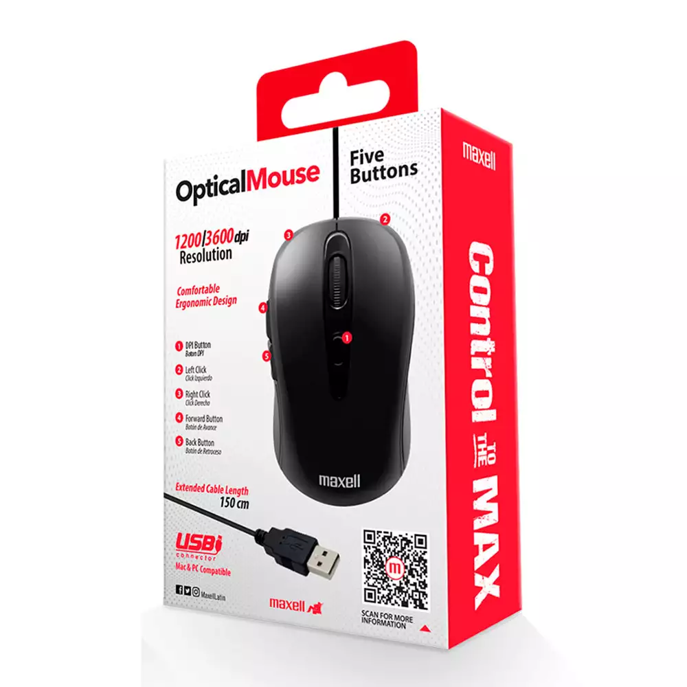 Mouse Maxell Optical 5 Botones 348416