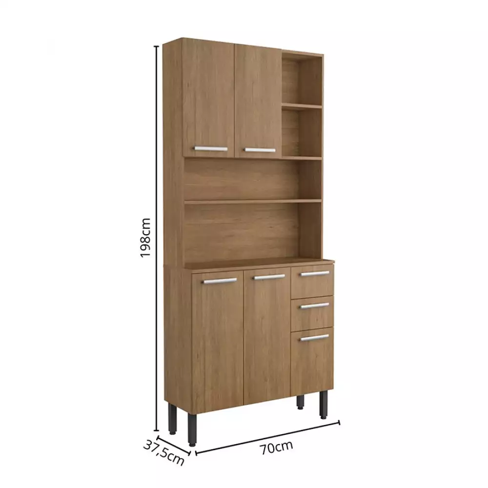Mueble Alacena Bertolini 105X198X37Cm Cafe Mdp 8081862
