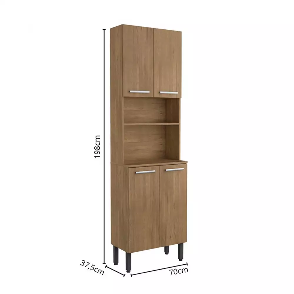 Mueble Alacena Bertolini 70X198X37Cm Cafe Mdp 8080862