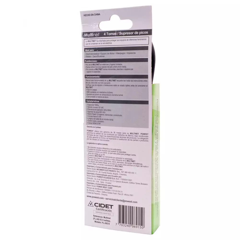 Multitoma Multinet N Powest E Picos 1800W 4 Sali