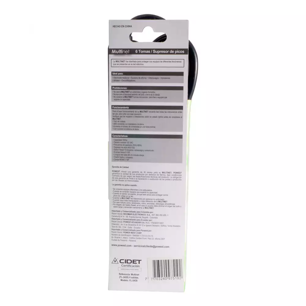 Multitoma Multinet N Powest E Picos 1800W 6 Sali