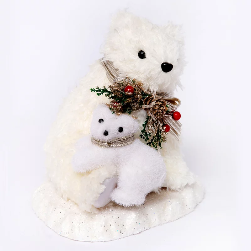 Muñeco de navidad oso polar padre e hijo 19cm