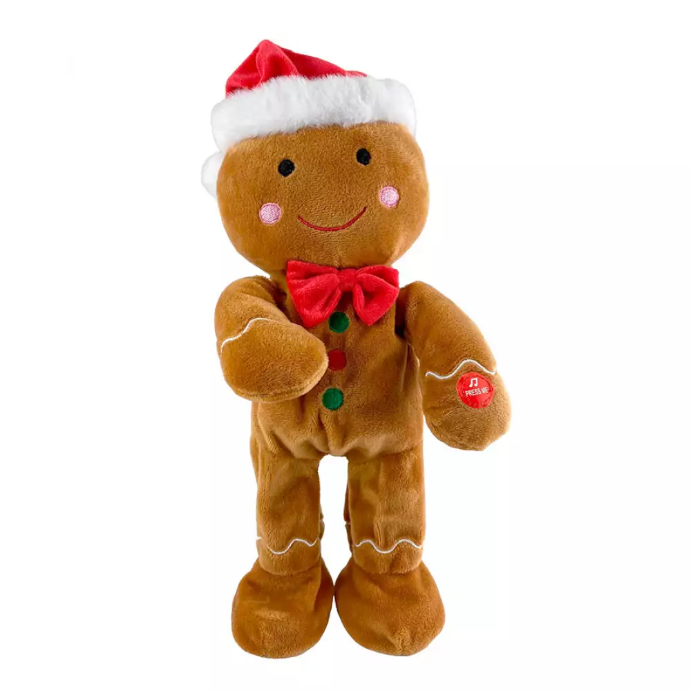 Muñeco galleta navideño Santini con Movimiento 12X32Cm Marron