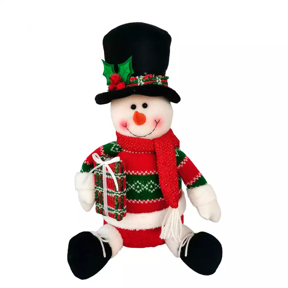 Muñeco Navideño Hombre Nieve Sentado Santini