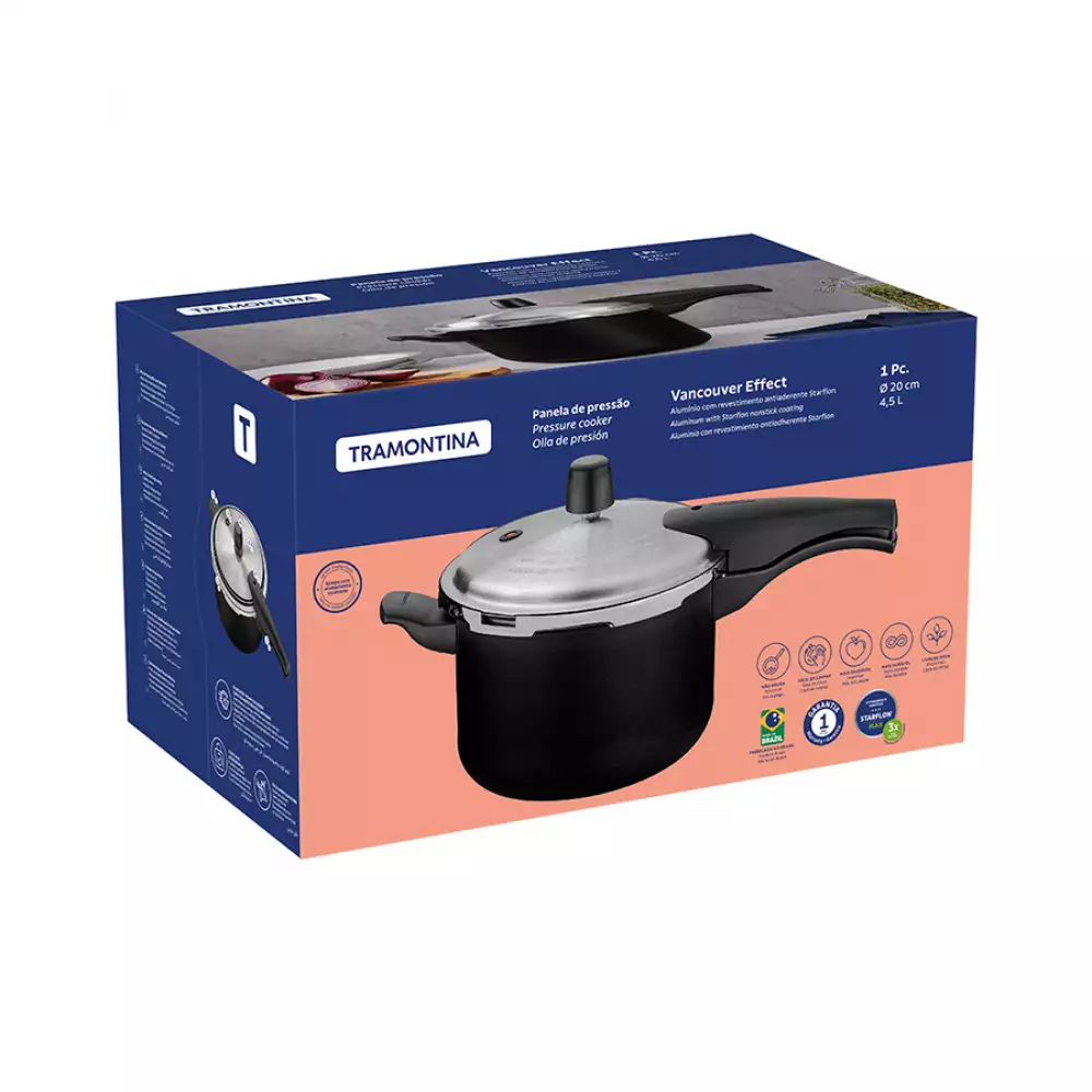 Olla De Presion Tramontina Negro 4.5 Lt Antiadherente 20591420