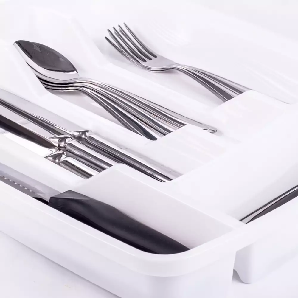 Organizador Plasutil Cubiertos 5 Divisiones Plastico Blanco 3839