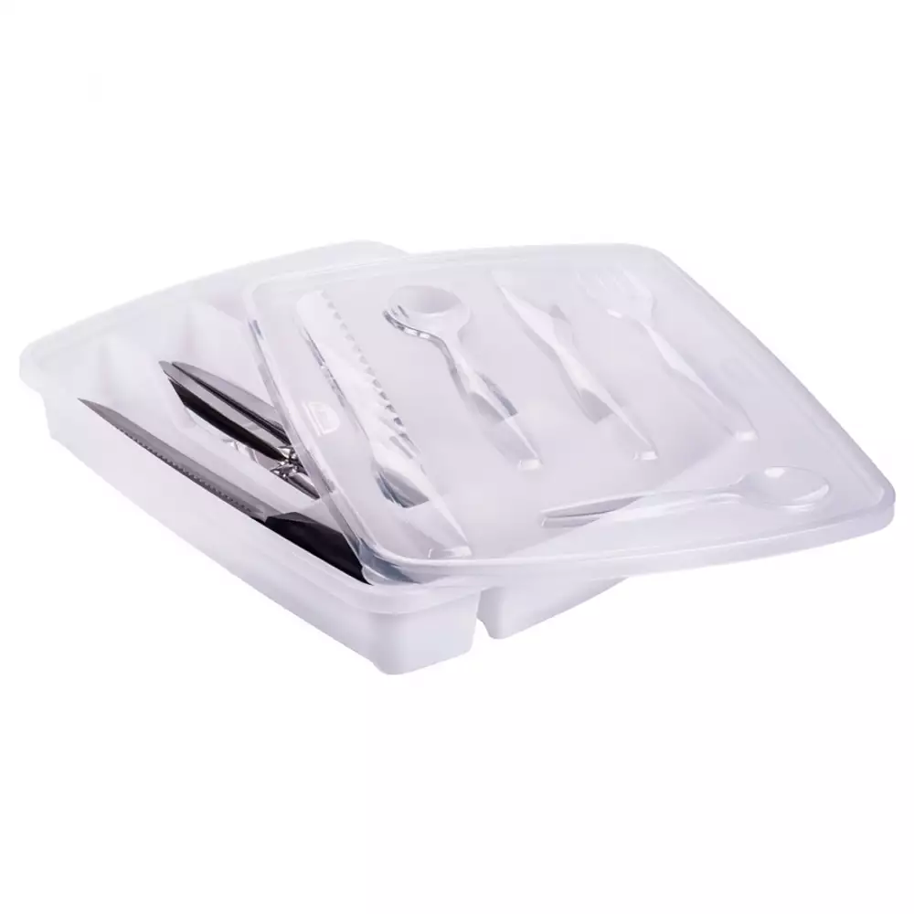 Organizador Plasutil Cubiertos 5 Divisiones Plastico Blanco 3839
