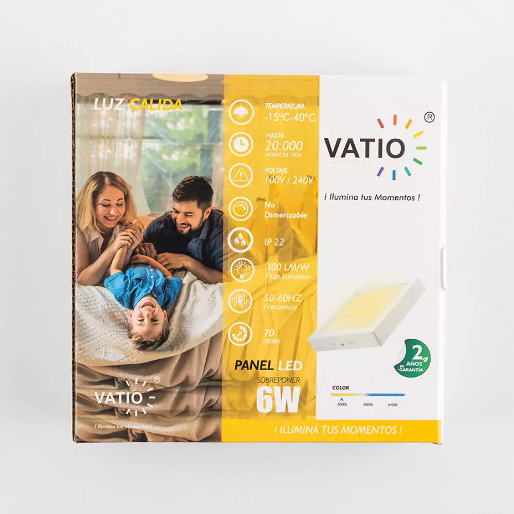 Panel sobreponer vatio cuadrado luz calida cm 1