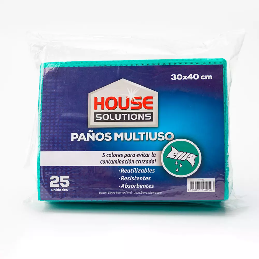 Paño house solutions verde 25un desechables /reutilizables 010-0001-000043
