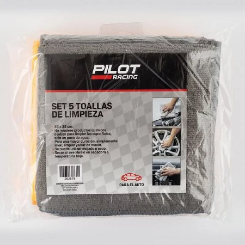 Paño Microfibra Pilot Racing Yh-5 350Gr Set X5 Unidades
