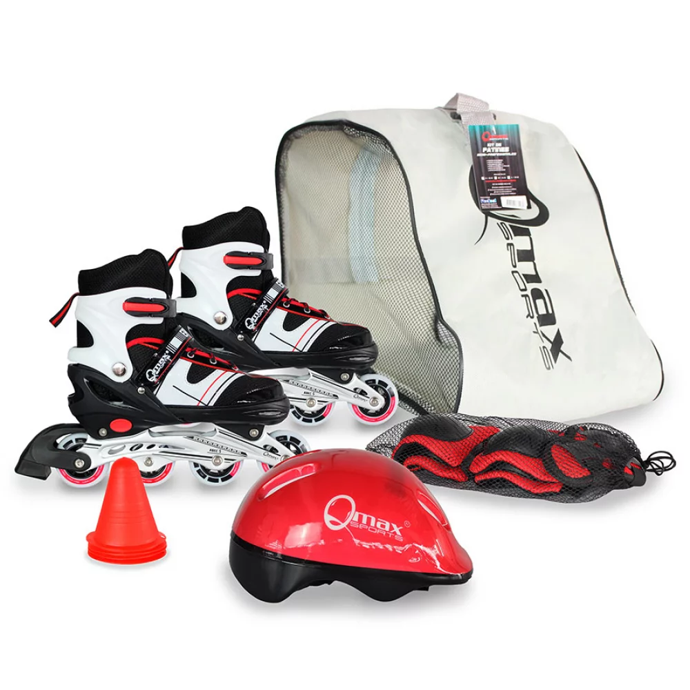 Patines Epic Qmax M + Casco + Protección Rojo
