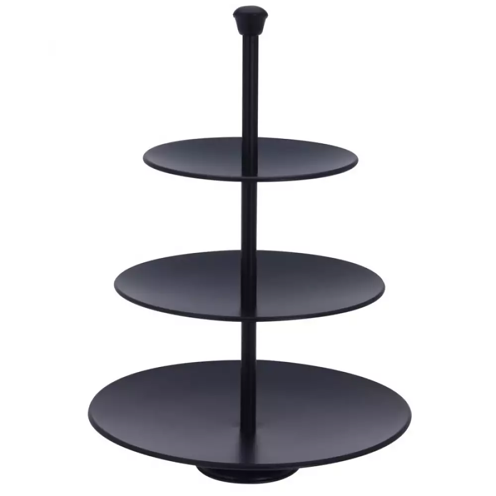 Pedestal excellent houseware 3 pisos negro en acero inoxidable a12405490