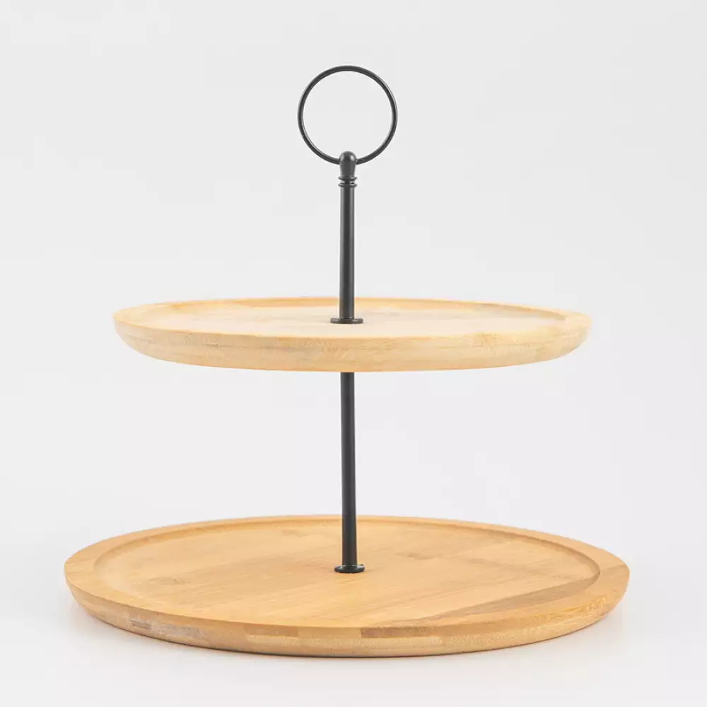 Pedestal Torta Home Deco Factory 2 Niveles 25X23X25Cm Natural Madera