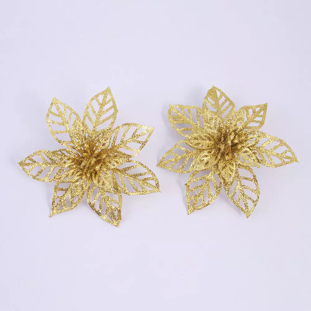 Pick Miro Christmas Poinsettia 2 Ud 25Cm Dorado Plastico 831-Mxm