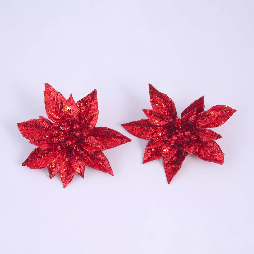 Pick Miro Christmas Poinsettia 2 Ud 25Cm Rojo Plastico 831-Mxmas
