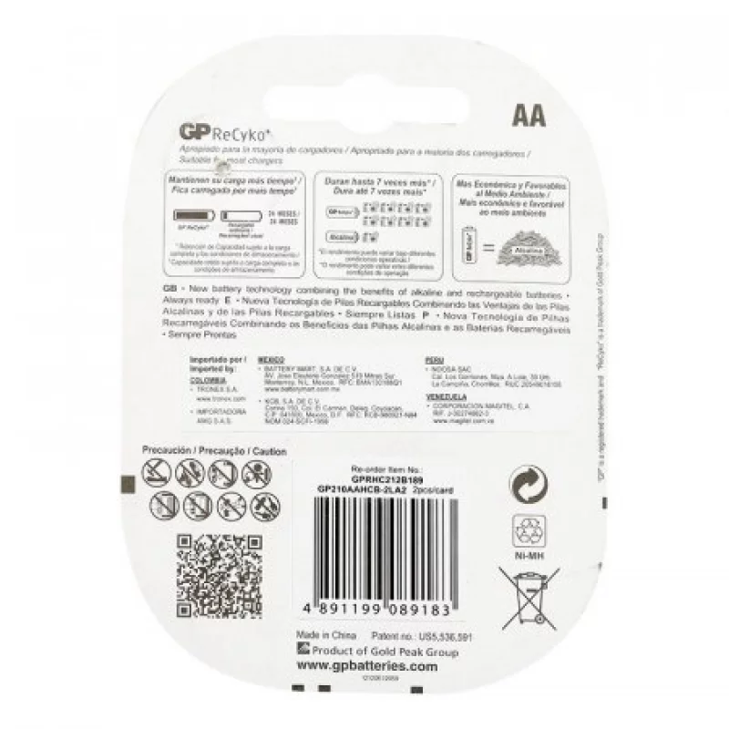 Pila Gp Recargable Aa 2100 Ma 210Aahcb-C2