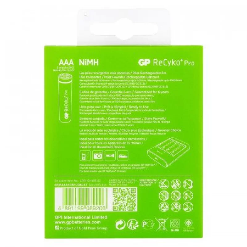 Pila Gp Recargable Aaa X2 850 Ma