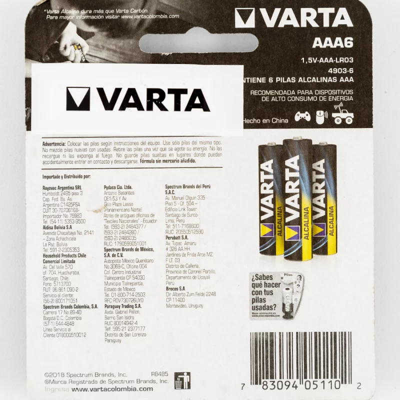 Pila Varta Aaa 4903-6 X 6 Alcalina