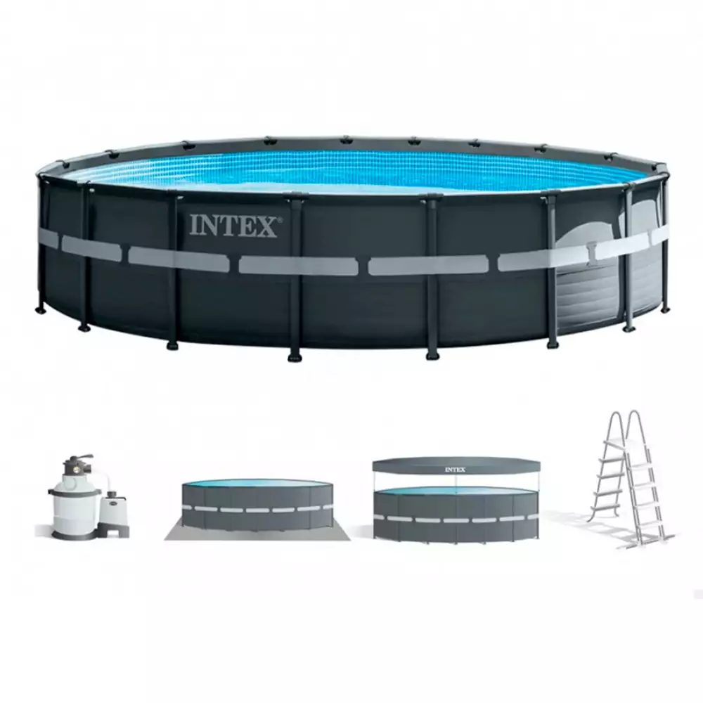 Piscina Estructural Redonda Intex Gris.