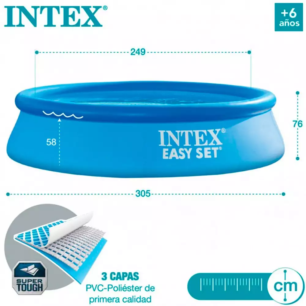 Piscina Inflable 305X76Cm Intex Easy Pool Octag