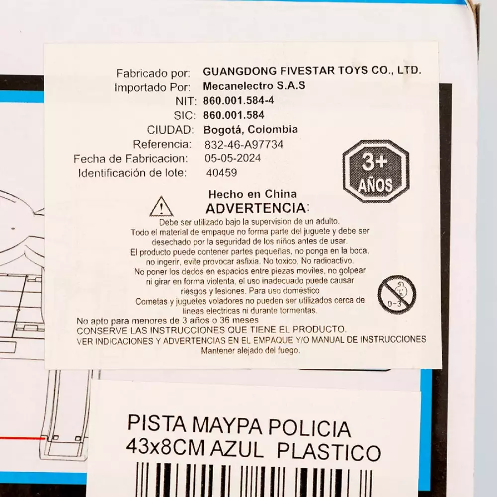 Pista Maypa Policia 43X8Cm Azul Plastico
