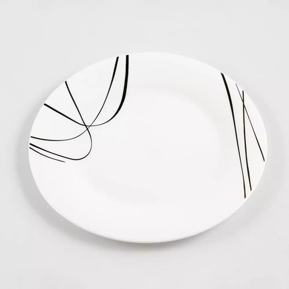 Plato Cena Expressions 25Cm Lineas Negras  En Vitrocerámica