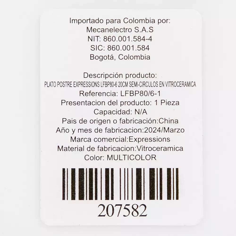 Plato Postre Expressions 20Cm Lineas Negras En Vitrocerámica