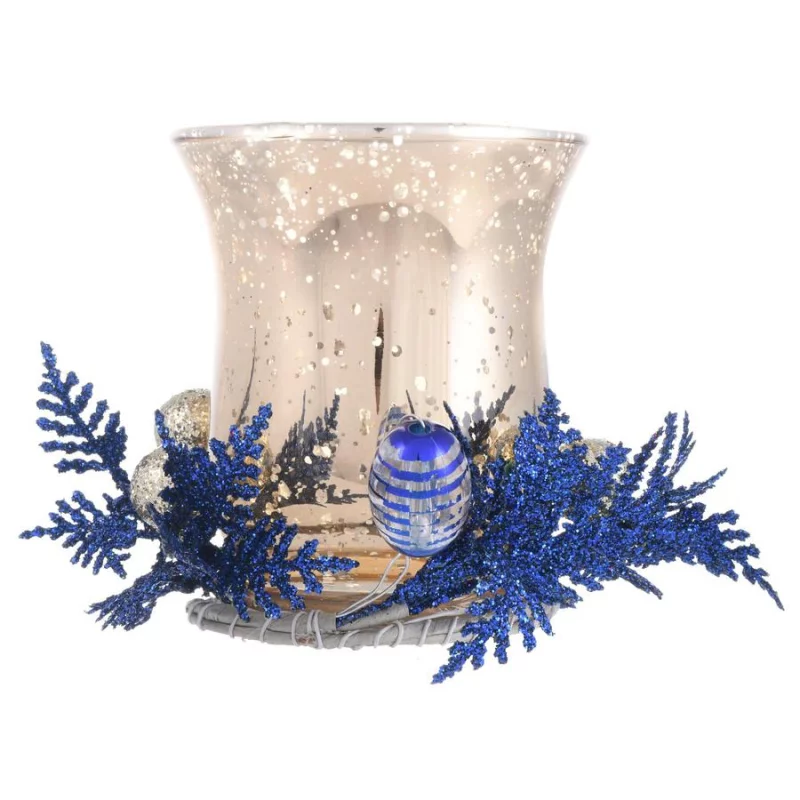 Portavela de Navidad Azul Santini