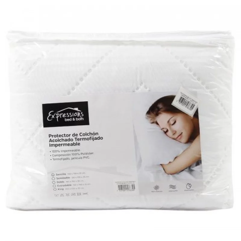 Protector De Colchón Semidoble Expressions Bed & Bath 6352-Blanco