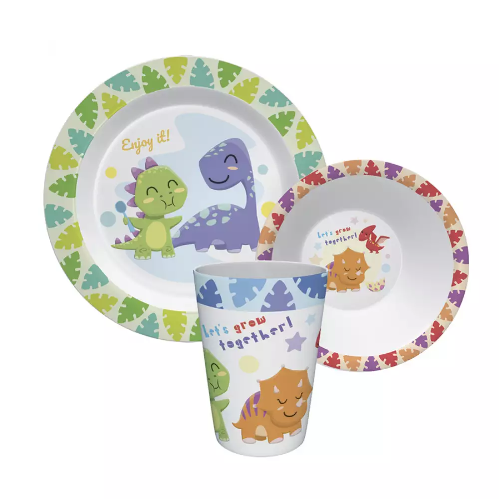 Puesto De Desayuno Ronda 3Pz Dino Yumi En Melamina