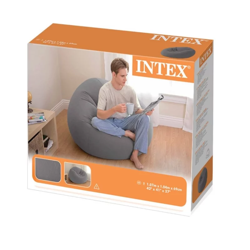Sillon sofa puff inflable 107x104x69 Gris INTEX