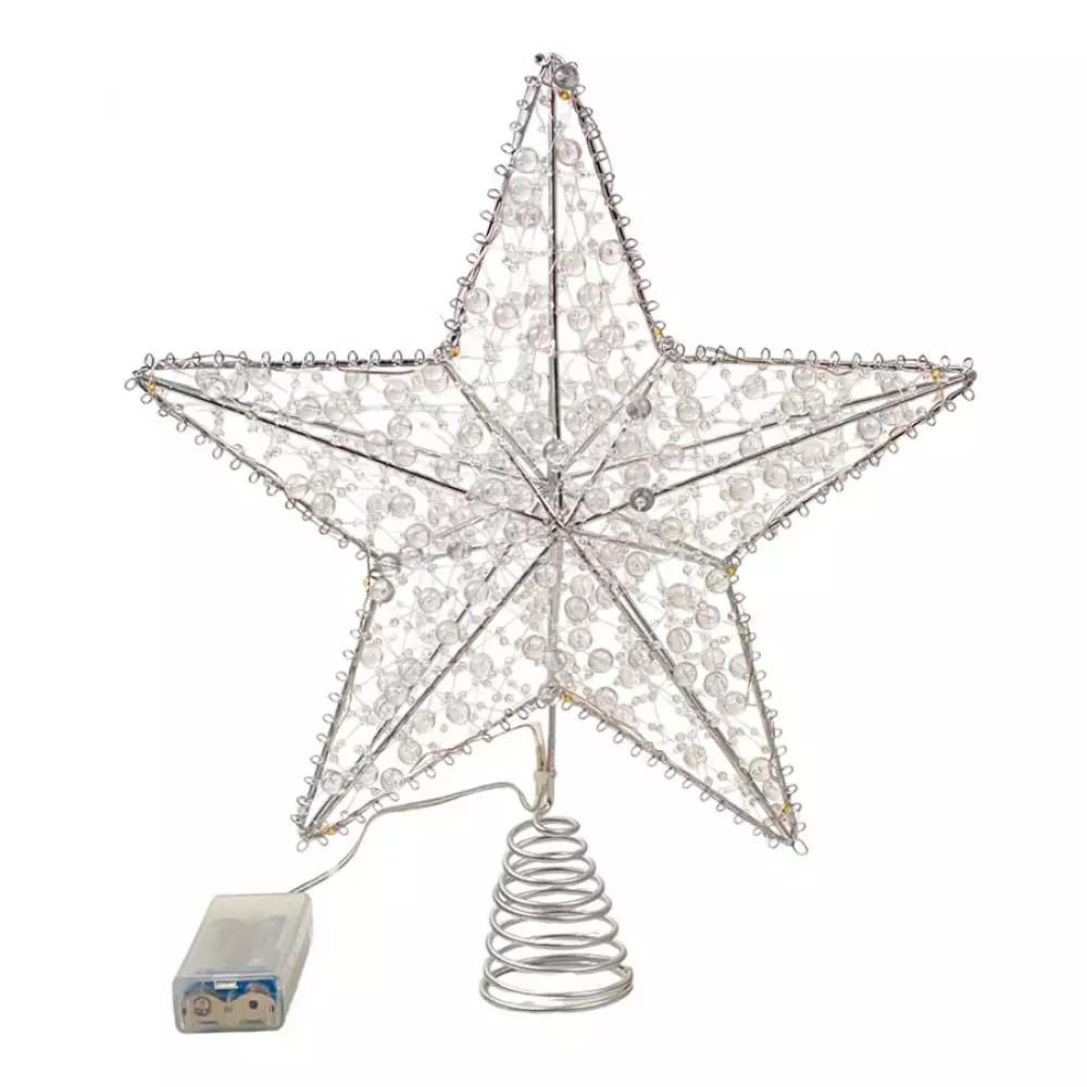 Punta De Arbol Santini Con Luz 30Cm Plateado Hierro 130-1400014