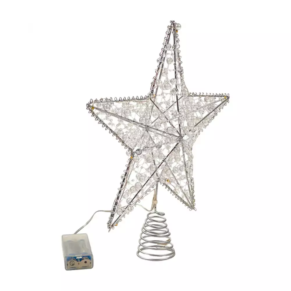 Punta De Arbol Santini Con Luz 30Cm Plateado Hierro 130-1400014