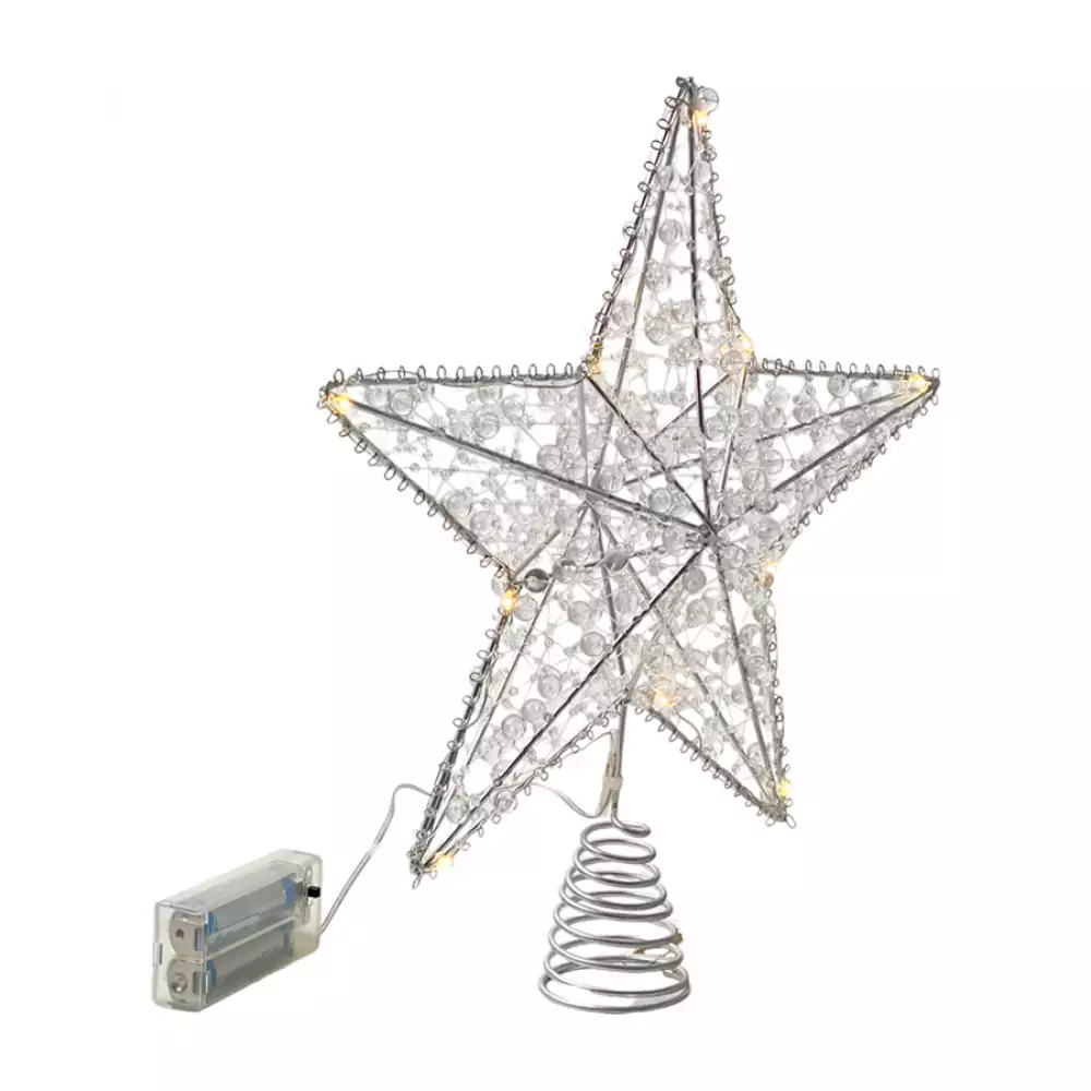 Punta De Arbol Santini Con Luz 30Cm Plateado Hierro 130-1400014