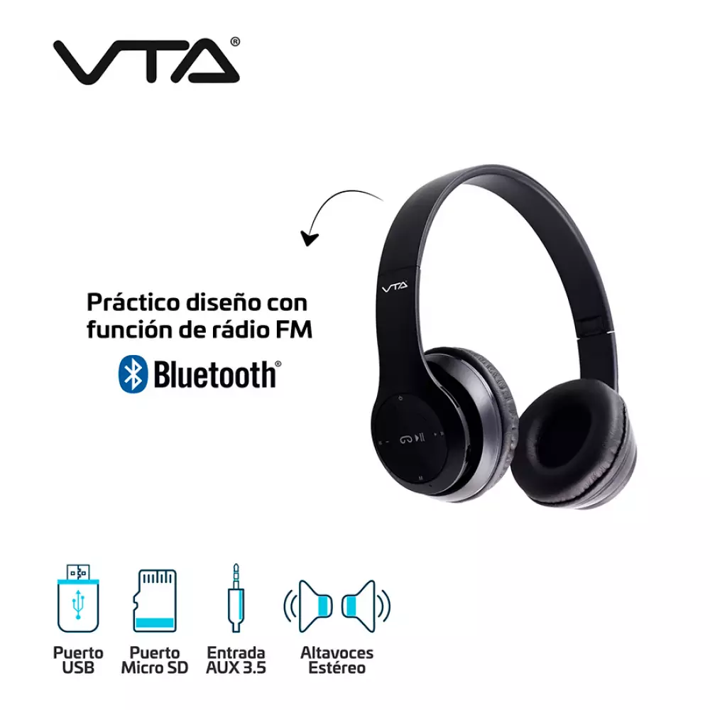 Radio Audífonos Recargables con Bluetooth