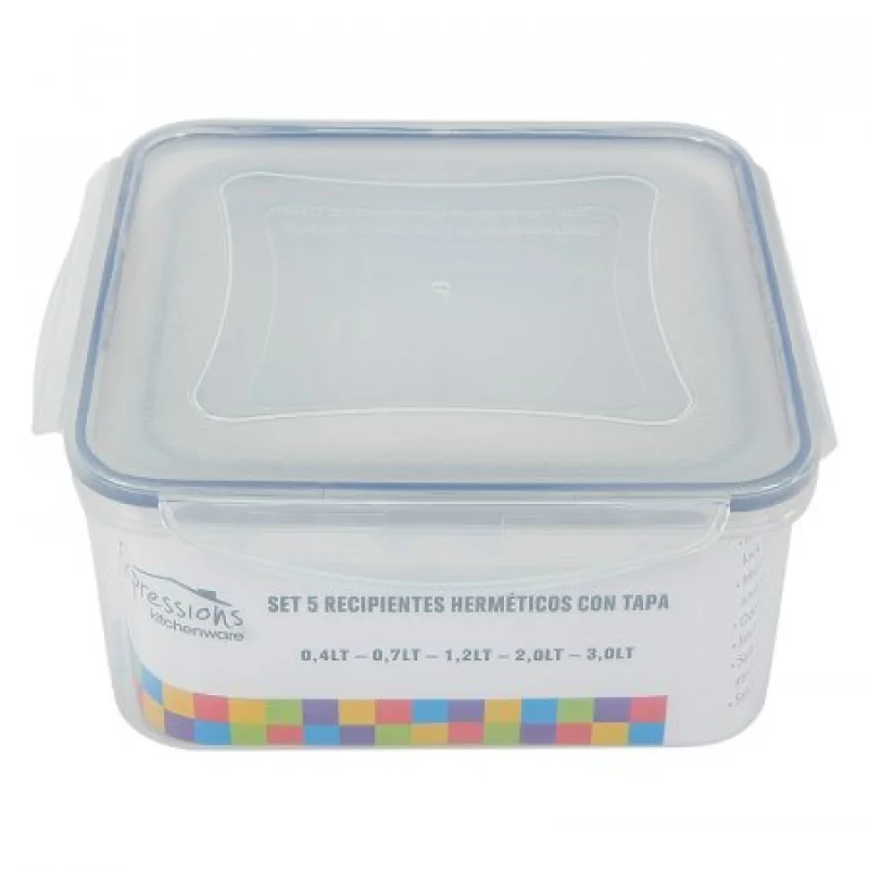 Recipientes Expressions Cuadrado 5 Ud Cm Transparente Plastico Mb0