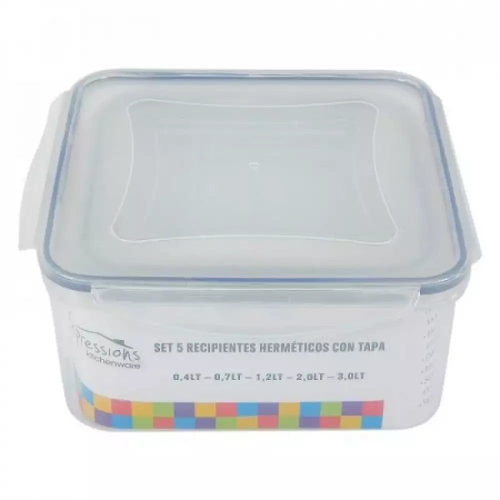 Recipientes Expressions Cuadrado 5 Ud Transparente Plastico Mb0