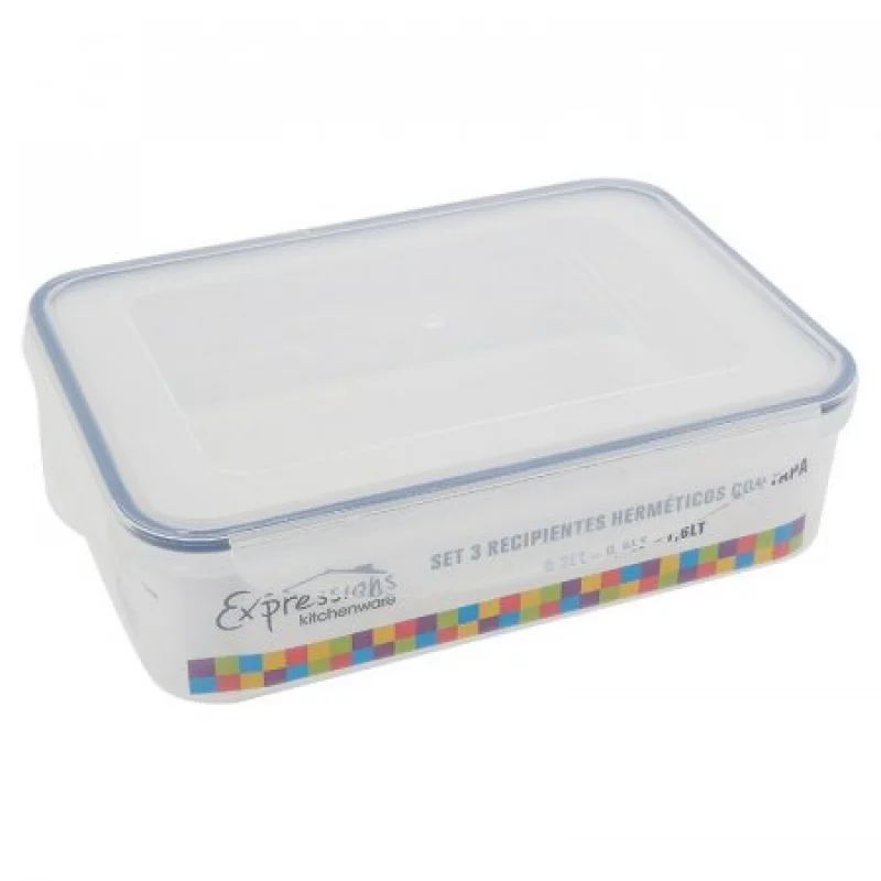 Recipientes Expressions Rectangular 3 Ud Cm Transparente Plastico