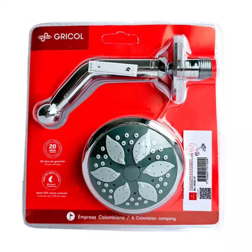 Regadera Gricol Genesis I 9X8X19Cm Plateado Bl-1430-11