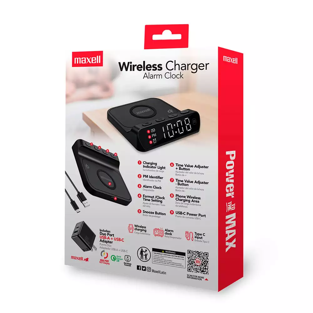 Reloj Despertador Maxell Con Carga Teléfono 348623